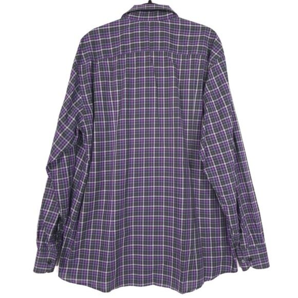 St. Croix ITALY🇮🇹MADE Men's Shirt Plaid Check Size LARGE Purple Black Cotton - Picture 3 of 9